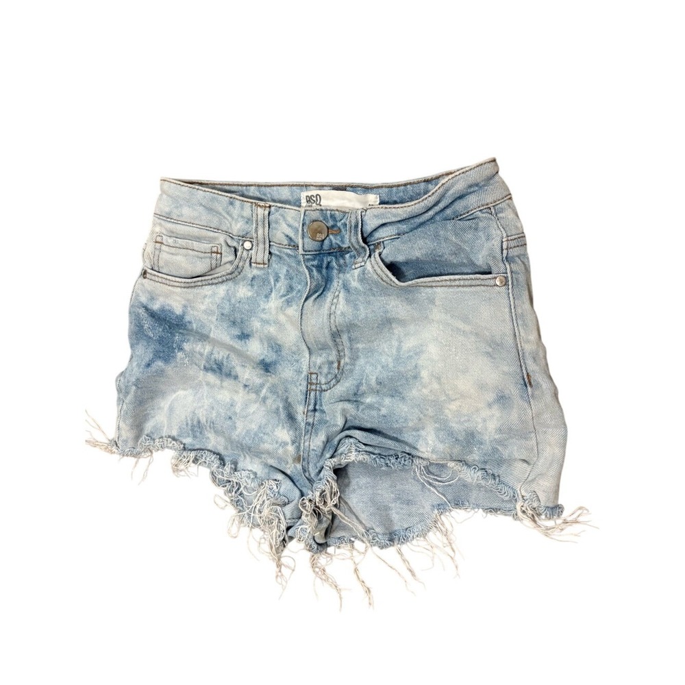 RSQ Curvy High Rise Tie-Dye Denim Shorts - Light Blue